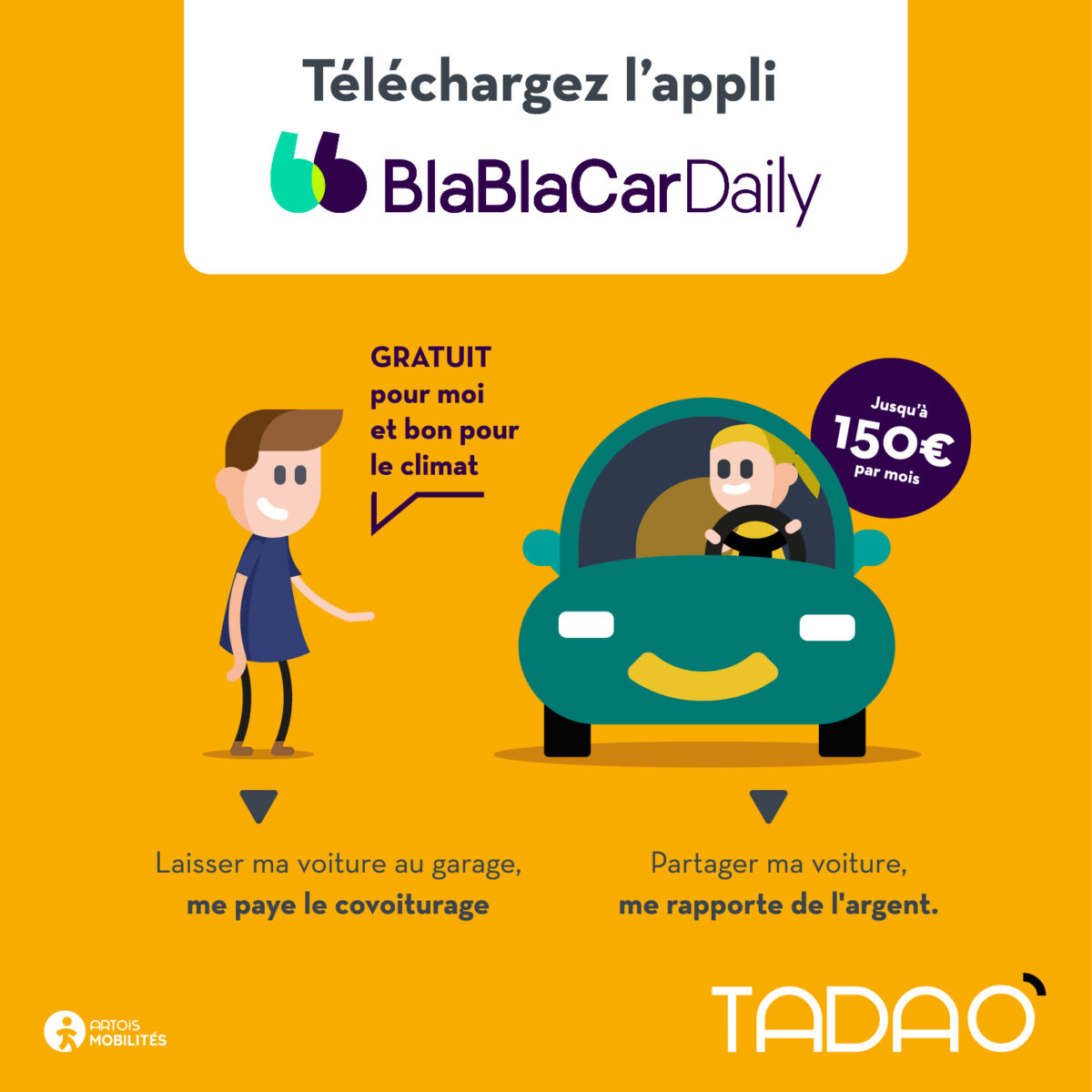 Le covoiturage TADAO avec Blablacar Daily | Artois Mobilités